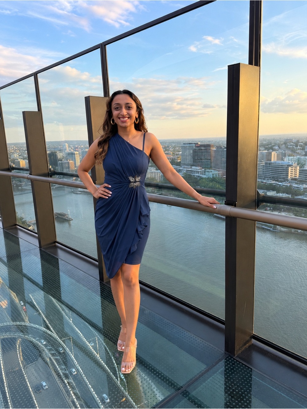 CUTE Short cocktail prom dress Max & Cleo Navy One-Shoulder Cocktail Dress